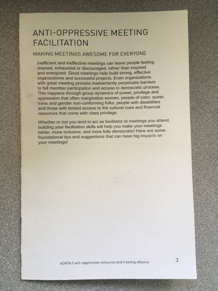 Anti-oppressive Meeting Facilitation